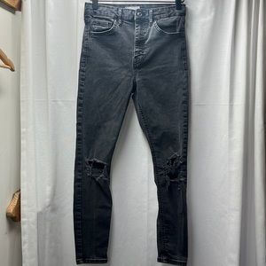 Top Shop Black Gray Jamie Distressed Jeans- 28